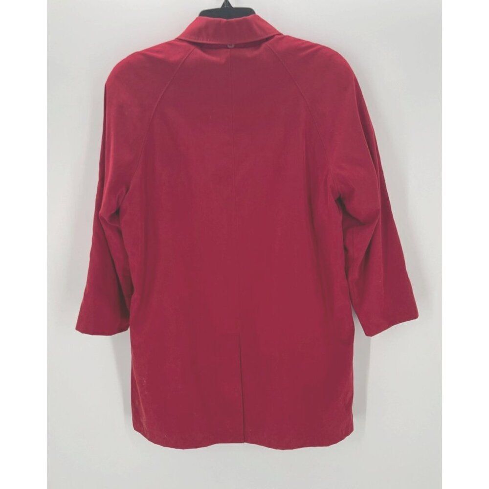 London Fog Rain Coat Womens Medium Petite MP Button Red Water Repellent - Picture 6 of 15